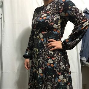 Zara black floral midi dress